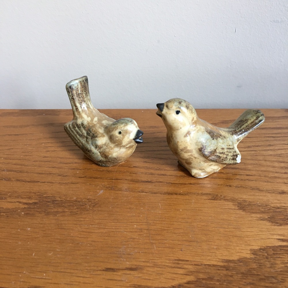 Vintage Otagiri Stoneware Bird Figurines Set of 2 - READ